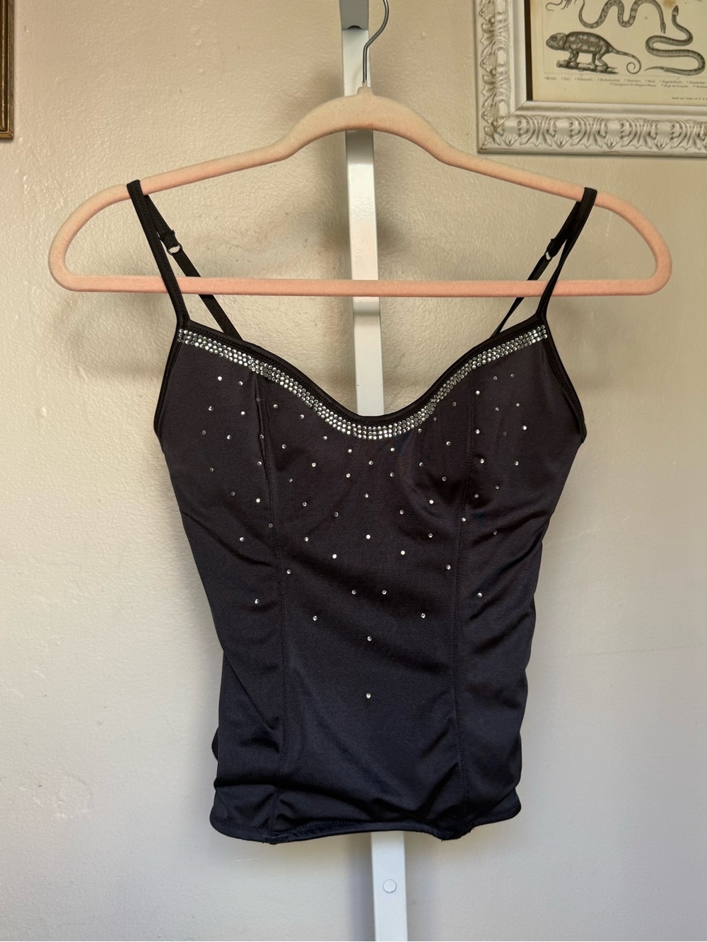 Victoria's Secret 2007 Black Rhinestone Corset Cami 34C
